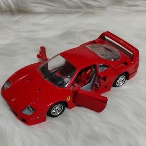 (BX83) Burago Ferrari Red Die-Cast Sports Car W Opening Doors & Trunk